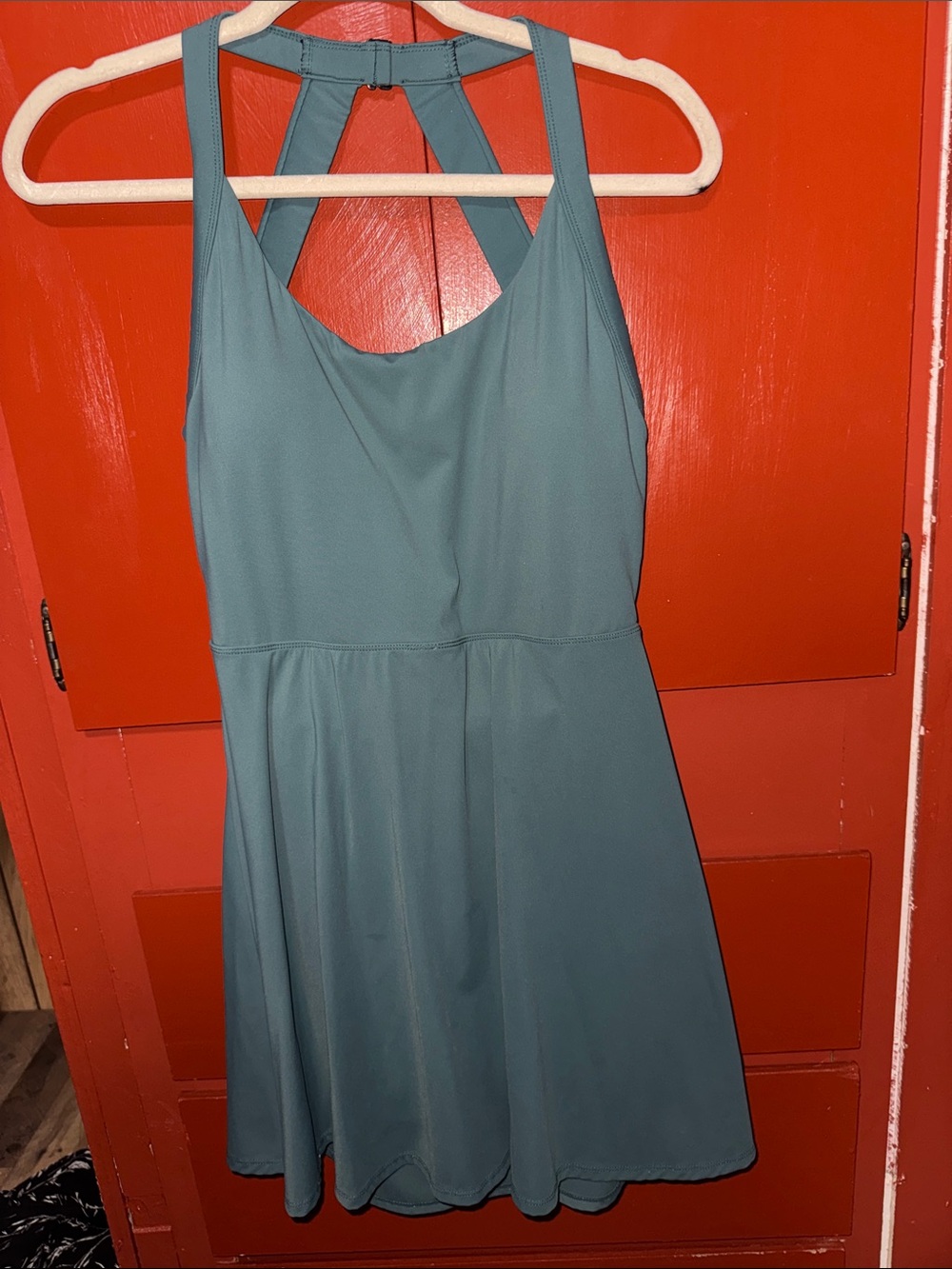 HALARA Teal Racerback Skater Dress